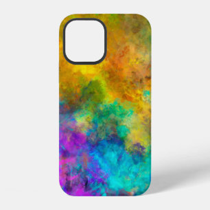 Coque iPhone 12 art abstrait vibrant arc-en-ciel fond peint wi