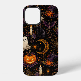 Coque iPhone 12 Art de motif de citrouille et de fantôme pour une