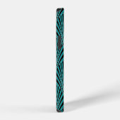 Coque iPhone 12 Art Déco : motif éventail vert. (Côté droit)
