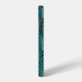 Coque iPhone 12 Art Déco : motif éventail vert. (Côté gauche)