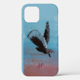 Coque iPhone 12 Art personnalisé de la Chouette Monogramme