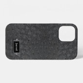 Coque iPhone 12 Aspect cuir d'autruche noir (Verso Horizontal)
