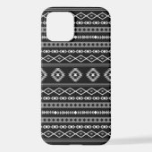 Coque iPhone 12 Aztec blanc gris noir Motifs mélangés Motif (Verso)