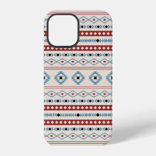 Coque iPhone 12 Aztec Blue Red Black Cream Mixte Motifs Motif