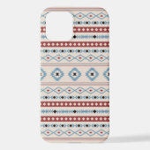 Coque iPhone 12 Aztec Blue Red Black Cream Mixte Motifs Motif (Verso)