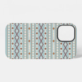 Coque iPhone 12 Aztec Formes Motif Rusts Crème Turquoise-Bleu (Verso Horizontal)