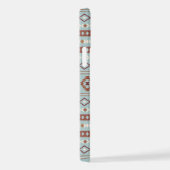 Coque iPhone 12 Aztec Mixte Motif Motif Rusts Crème Bleu (Côté droit)