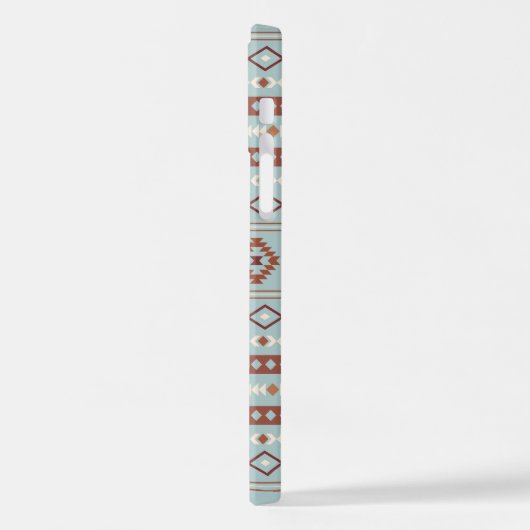 Coque iPhone 12 Aztec Mixte Motif Motif Rusts Crème Bleu (Côté gauche)
