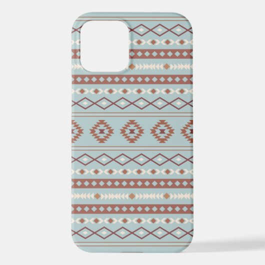 Coque iPhone 12 Aztec Mixte Motif Motif Rusts Crème Bleu (Verso)