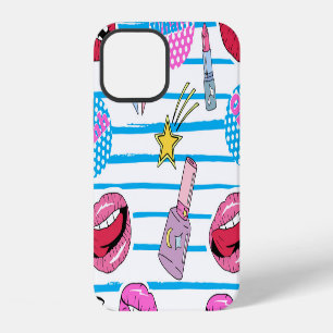 Coque iPhone 12 Badges de patchs de dessin animé : pop art.