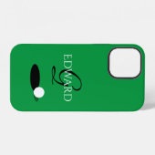 Coque iPhone 12 Balle de golf verte avec monogramme de nom de golf (Verso Horizontal)