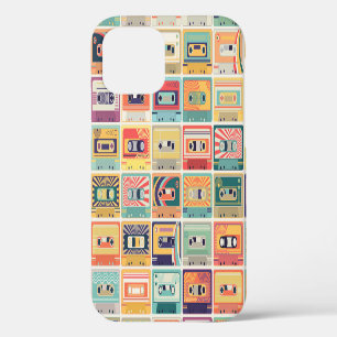 Coque iPhone 12 Bandes Cassette Rétro Motif Vintage.