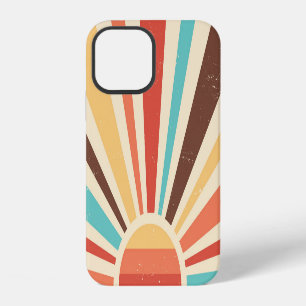 Coque iPhone 12 Bannière vintage colorée rétro soleil : 