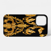 Coque iPhone 12 Baroque doré, éléments ornementaux. (Verso Horizontal)