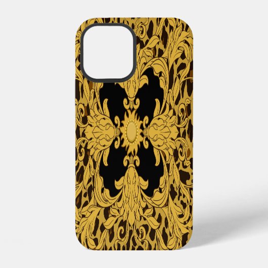 Coque iPhone 12 Baroque Léopardé, Impression Animale Ornée (Verso)