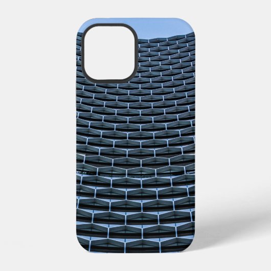 Coque iPhone 12 Bâtiment gris sous ciel bleu clair (Verso)