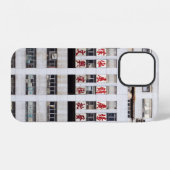 COQUE iPhone 12 BÂTIMENT MULTISTORY GRAY AVEC SCRIPT ORIENTAL ROUG (Verso Horizontal)