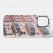 COQUE iPhone 12 BÂTIMENTS BLANCS ET ROSES (Verso Horizontal)