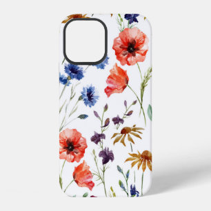 Coque iPhone 12 Beaux fleurs sauvages, aquarelle, pavot, fleur de