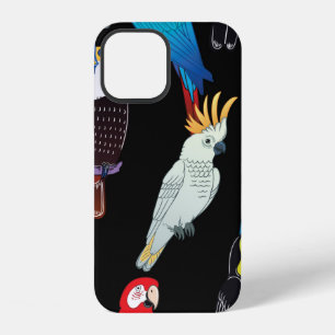 Coque iPhone 12 Beaux oiseaux perroquets exotiques tropicaux. vint