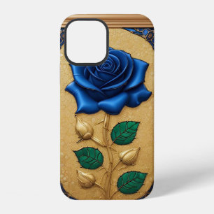 Coque iPhone 12 Belle fenêtre en verre coloré avec rose bleue