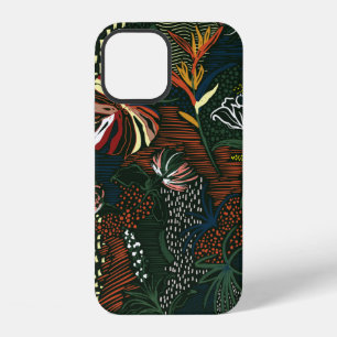 Coque iPhone 12 Belle fleur dessinée à la main rétro, palmier trop