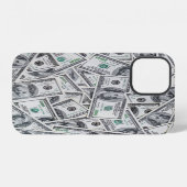 Coque iPhone 12 Billets de 100 dollars en arrière-plan. (Verso Horizontal)