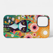 Coque iPhone 12 Black Cat in The Garden (Verso Horizontal)