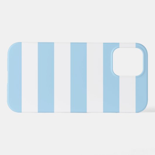 Coque iPhone 12 Bleu, Blancs, Motif rayé (Verso Horizontal)