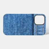 Coque iPhone 12 Bleu Denim : Texture de Jeans Classique. (Verso Horizontal)