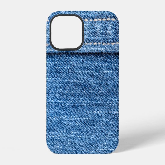 Coque iPhone 12 Bleu Denim : Texture de Jeans Classique. (Verso)