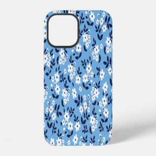 Coque iPhone 12 Bleu, Fleurs blanches : Vintage