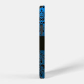 COQUE iPhone 12 BLEU NOIR DAMAS GEMME MONOGRAMME (Côté droit)