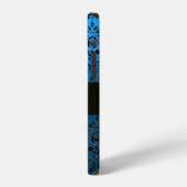 COQUE iPhone 12 BLEU NOIR DAMAS GEMME MONOGRAMME (Côté gauche)