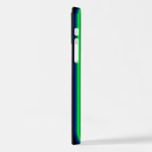 Coque iPhone 12 Bleu Vert arc-en-ciel rayures (Côté gauche)