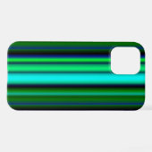 Coque iPhone 12 Bleu Vert arc-en-ciel rayures (Verso Horizontal)