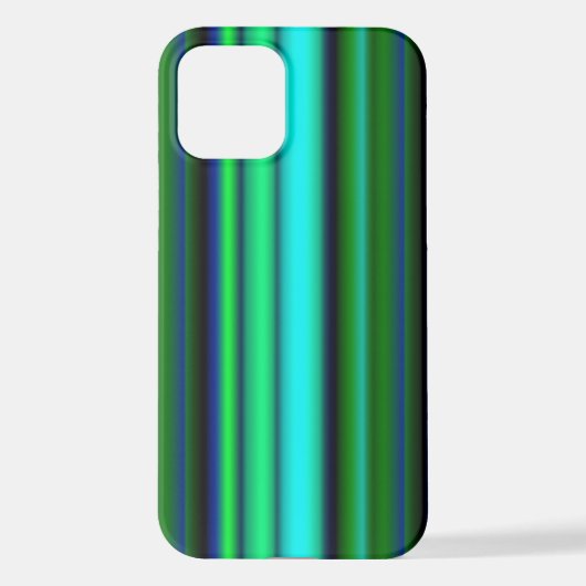 Coque iPhone 12 Bleu Vert arc-en-ciel rayures (Verso)