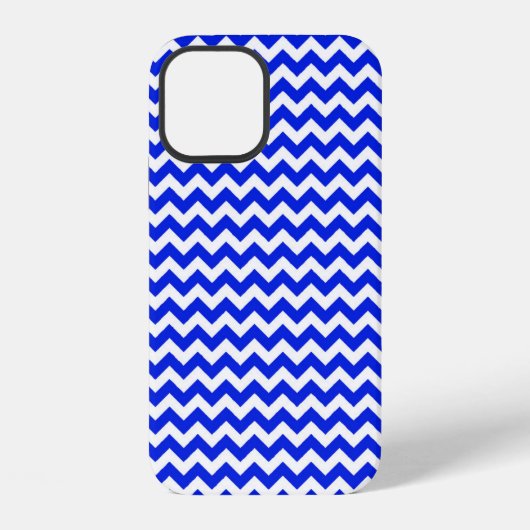 Coque iPhone 12 Bleu Vivid et Zig Zag Blanc (Verso)