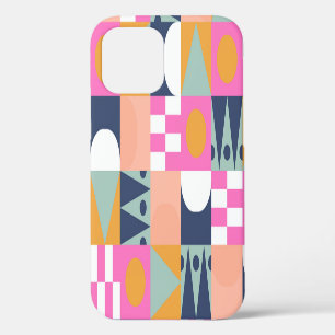 Coque iPhone 12 Bloc de couleur africain, motif géométrique.