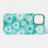 Coque iPhone 12 Blue Hearts Tie Dye (Verso Horizontal)