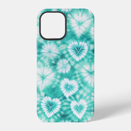 Coque iPhone 12 Blue Hearts Tie Dye (Verso)