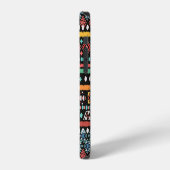 Coque iPhone 12 Boho ethnique : impression géométrique de pixels (Côté gauche)