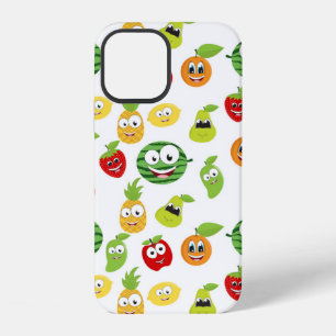 Coque iPhone 12 Bonbons Fruités Drôles avec Motif de Visages