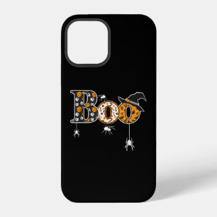 Coque iPhone 12 Boo avec araignées et chapeau de sorcière Hallowee