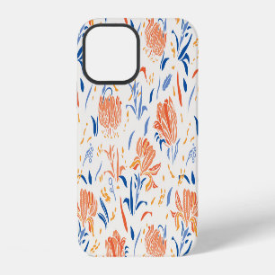 Coque iPhone 12 Botanique linogravure baroque : fond floral sans c