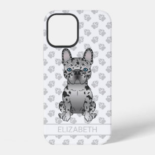 Coque iPhone 12 Bouledogue français Blue Merle Frenchie Chien mign
