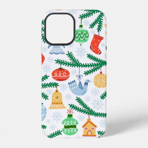 Coque iPhone 12 Boules d'arbres de Noël vintage, décorations sans