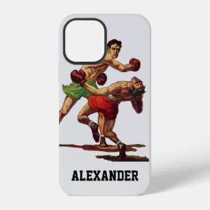 Coque iPhone 12 Boxe sportive vintage, boxeurs en combat