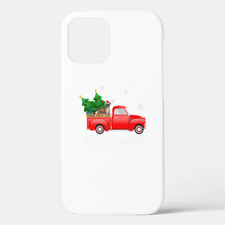 Coque iPhone 12 Boxer Chien équitation Camion Rouge Noël