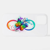 Coque iPhone 12 Bright infinity with rainbow butterfly (Verso Horizontal)